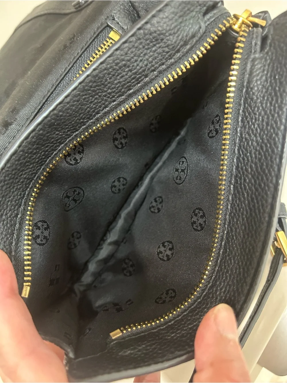 Authentic Tory Burch Britten Combo Crossbody Bag Purse Handbag Black Leather